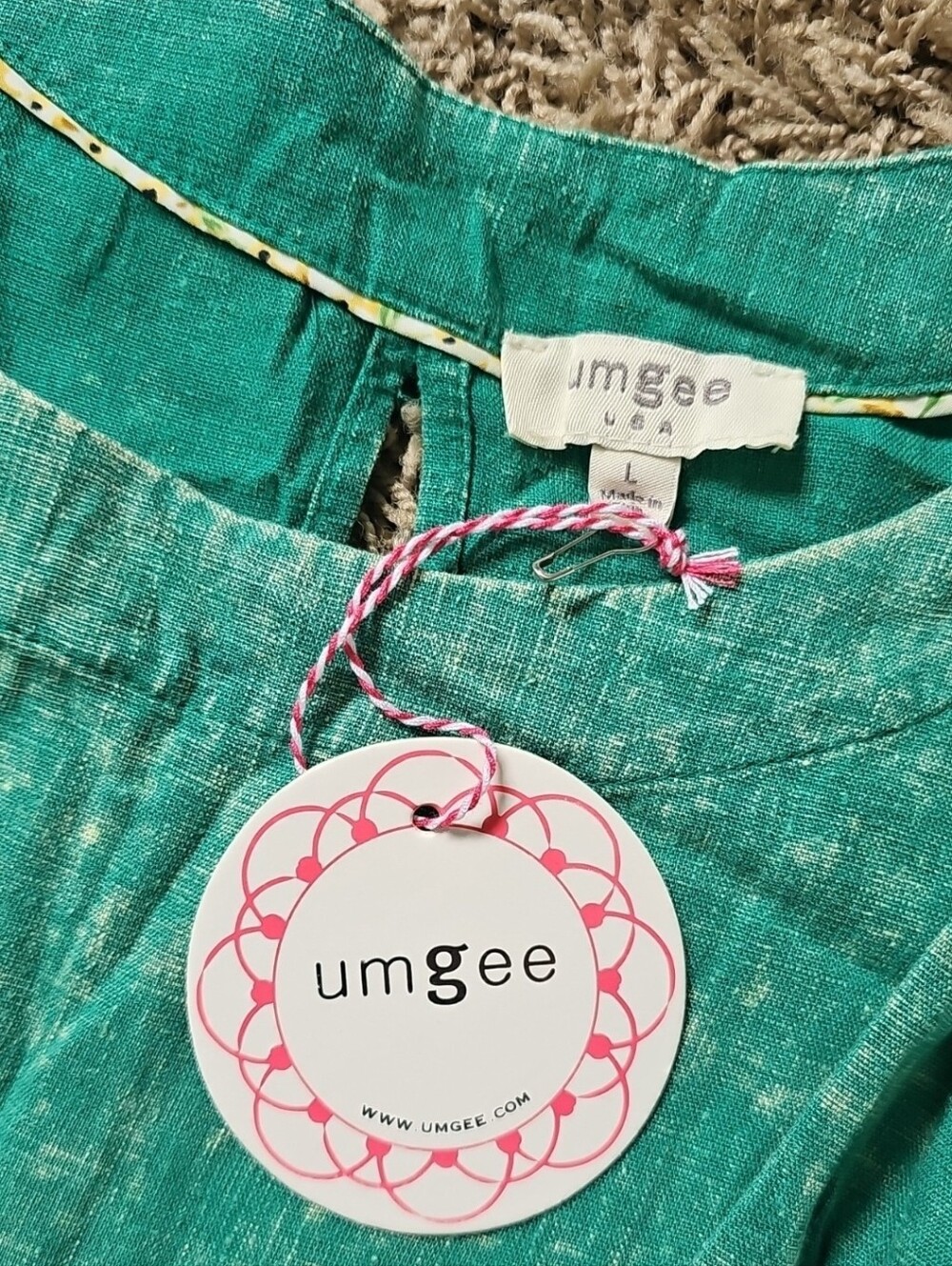 NWT Umgee Taking It Easy Babydoll Dress Green Acid Wash Large Mini - Picture 8 of 10